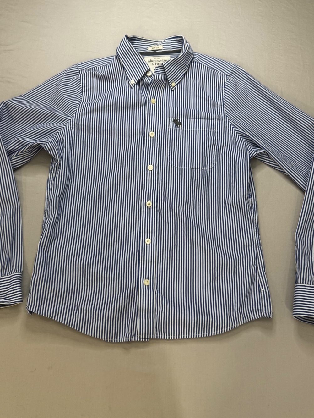 Abercrombie & Fitch Men’s M Blue White Striped Button Up Shirt Y2K Preppy